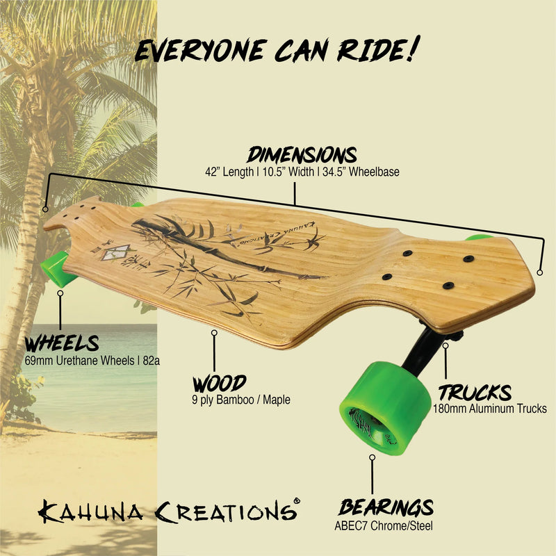 Kahuna Creations Bamboo Drop Deck Land Paddle Longboard - 42"