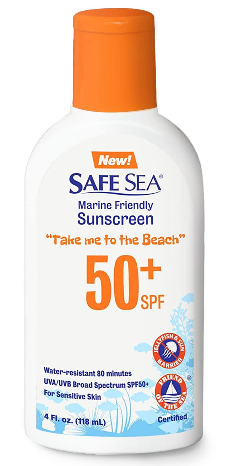 Safe Sea Jellyfish Sting-Blocking Sunscreen, SPF 50+ Lotion 4oz Sunblock