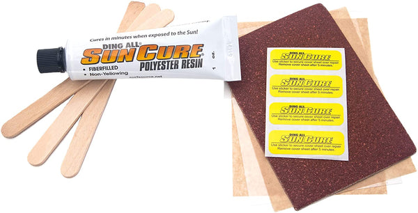 Sun Cure 1oz POLYESTER Fiberfill Mini Kit w/Sandpaper Surfboard Repair-Plaia Shop