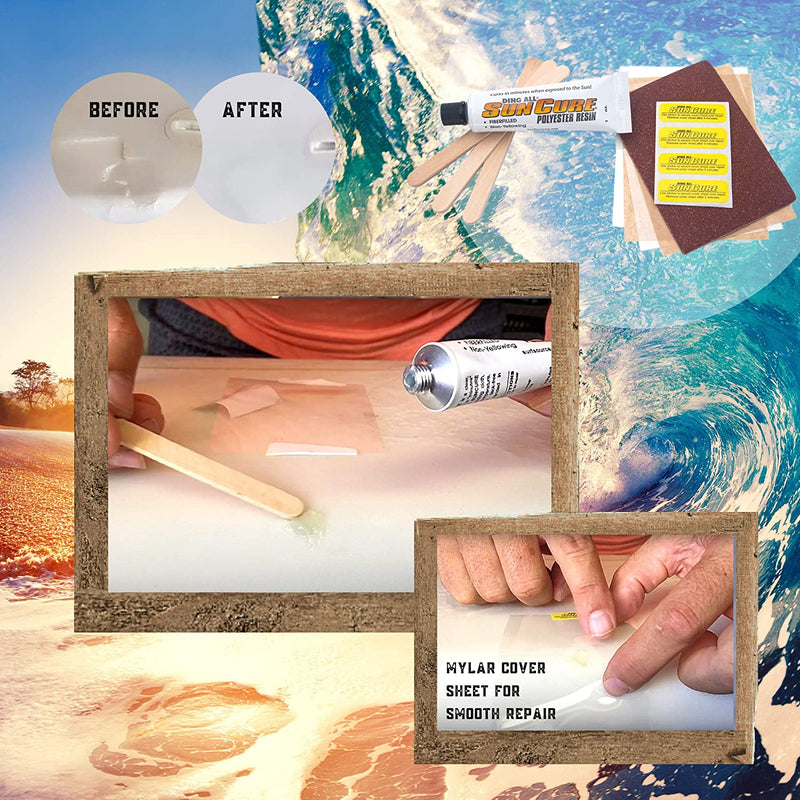 Sun Cure 1oz POLYESTER Fiberfill Mini Kit w/Sandpaper Surfboard Repair-Plaia Shop