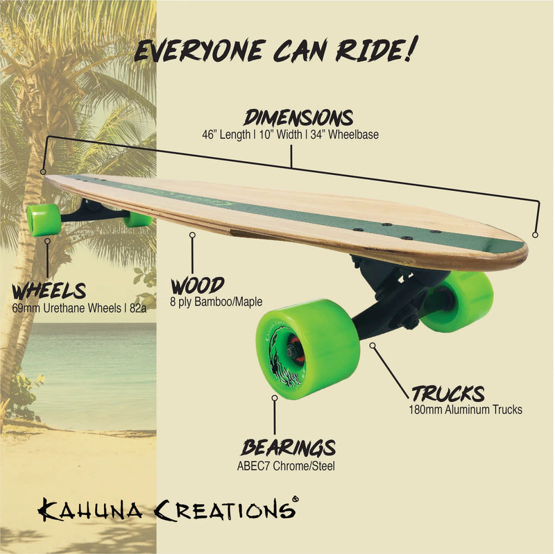 Kahuna Creations Pohaku Bamboo board Land Paddle Longboard - 46 inches
