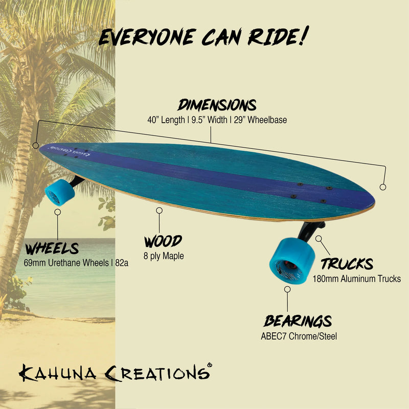 Kahuna Creations Hele Blue Land Paddle Longboard - 40 pulgadas